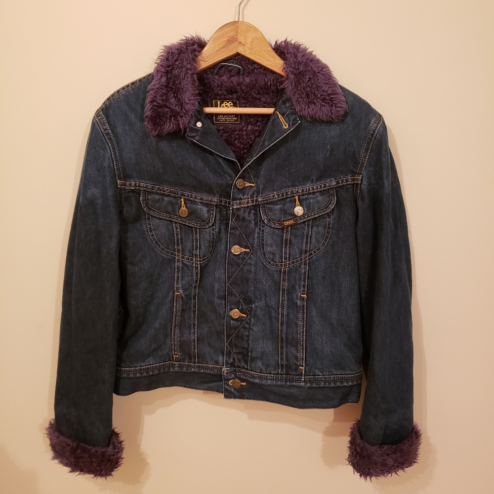 Lee Purple Wool Dark Wash Jean Jacket